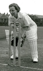 Grace Morgan keeping wicket 1948