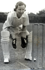 Grace Morgan keeping wicket 1948