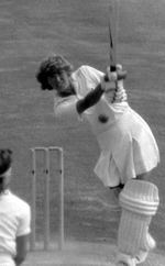 Carole Hodges in action against New Zealand in the 3rd Test, 1984