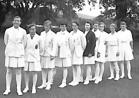 Myrtle Maclagan with unidentified players from her photo album