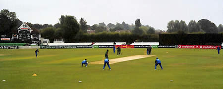 England Women fielding at Worcester during the 5th ODI