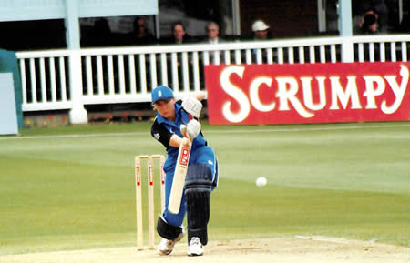 Barbara Daniels on the front foot during the 5th ODI